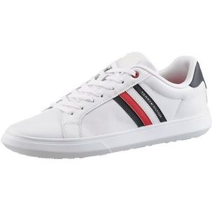 Tommy Hilfiger Essential Leather Cupsohle - Heren Sneakers Schoenen Leer Wit FM0FM04921-YBS - Maat EU 46 UK 11