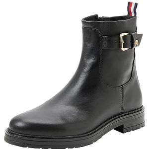 Tommy Hilfiger Dames Thermo lederen riem bootie lage laars, Zwart, 36 EU