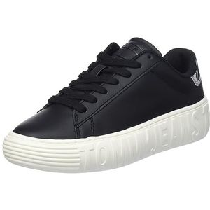 Tommy Jeans Dames Tjw New Cupsole Leath Lc En0en02273 Sneaker, Zwart Zwart Zilver, 39 EU