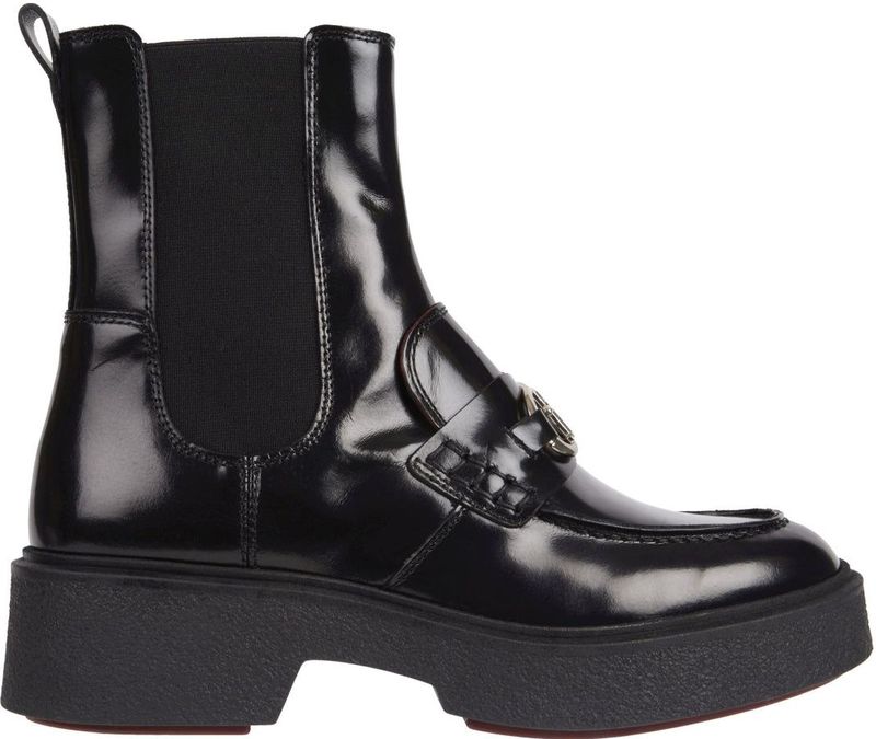 Tommy Hilfiger - Enkellaarsjes - Zwart - Leer