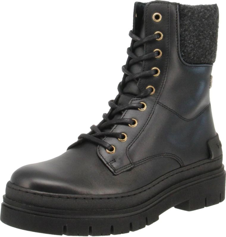 Tommy Hilfiger - FW0FW07500 - Damesschoenen - Zwart - Leer - Retrostijl