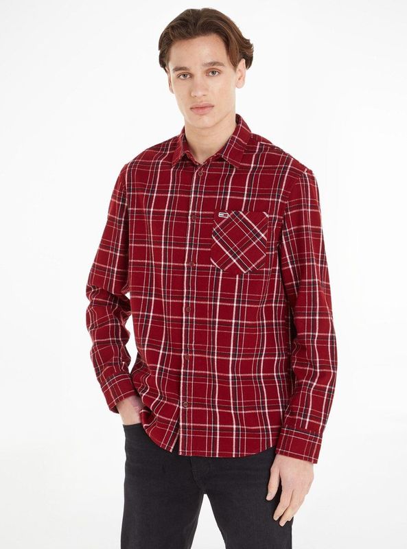TOMMY JEANS - Geruit Hemd - Rood - Katoen