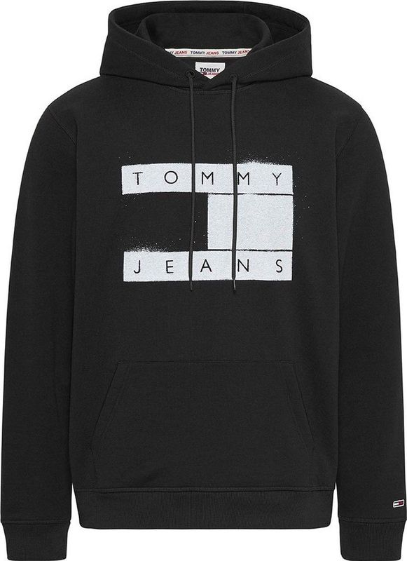 Tommy Hilfiger - Flag Spray Hoodie - Zwart - Heren - Katoen