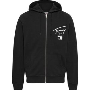 Tommy Hilfiger - Katoenen Sweater - Zwart - Met Capuchon en Ritszakken