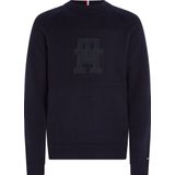 Tommy Hilfiger heren pullover katoen - Monogram Crew Neck - blauw