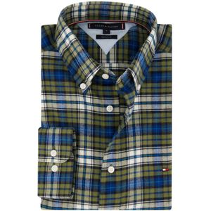 Tommy Hilfiger - Geruit Overhemd - Blauw Groen - Katoen - Regular Fit