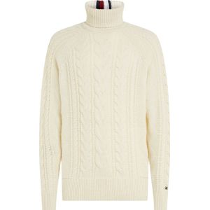 Tommy Hilfiger heren coltrui wol - Dc Cable Roll Neck - wit