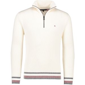 Tommy Hilfiger - Shadow Gs Rib Zip Mock - Schipperstrui - Wit - 100% Katoen