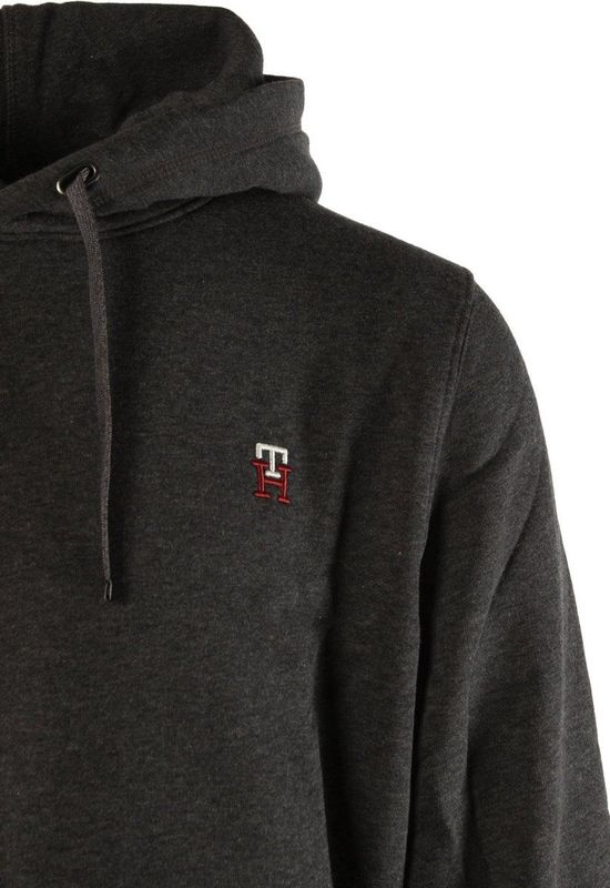 Tommy Hilfiger - Hoodie - Donkergrijs - 63% Katoen - Capuchon met Trekkoord - Kangoeroezak
