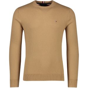 Tommy Hilfiger trui ronde hals beige effen katoen/kasjmier