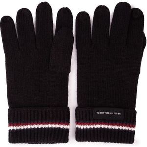 Tommy Hilfiger, Wollen Handschoenen - Zwart, Gestikt Logo Zwart, Heren, Maat:ONE Size