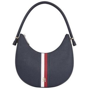 Tommy Hilfiger Dames TH Emblem Schoudertas Corp Hobo, Space Blue, OS, Ruimte Blauw, One Size