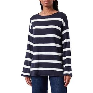 Tommy Hilfiger Dames zachte wollen boat-nk trui truien, Bretonse Stp/Woestijnhemel/Ecru, XL