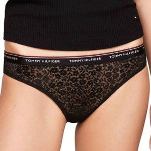 Tommy Hilfiger 3 stuks bikini kant (Ext Sizes) bikinislipje voor dames (1 stuk), zwart/wit/lichtroze