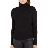 TOMMY HILFIGER - Shirt - Zwart - Gevoerde Zoom - Lange Mouw - Slanke Pasvorm