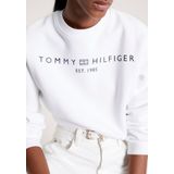 Tommy Hilfiger Dames sweatshirt zonder capuchon, Wit (Th Optisch Wit), XXS