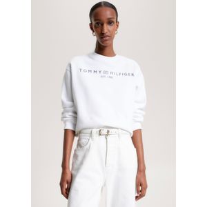 Tommy Hilfiger Dames sweatshirt zonder capuchon, Wit (Th Optisch Wit), XXS