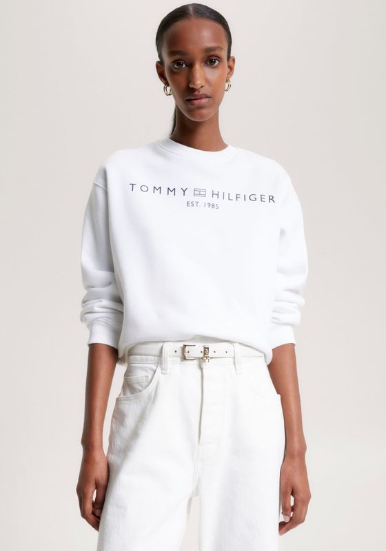 Tommy Hilfiger Dames sweatshirt zonder capuchon, Wit (Th Optisch Wit), XXS