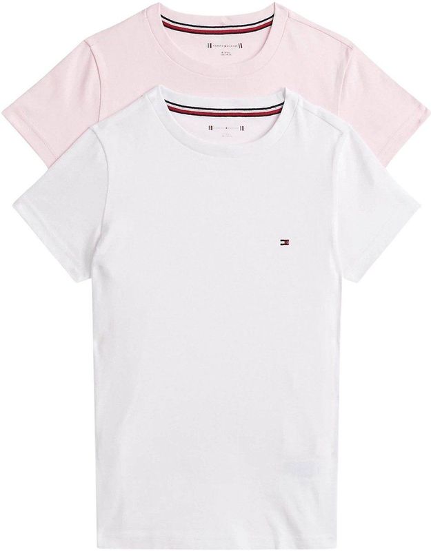 Tommy Hilfiger - 2-pak - Meisjes Ondershirt - Wit - Korte Mouwen