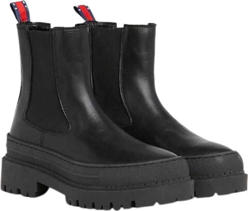 Tommy Jeans - Tjw Chelsea Foxing Boot - Enkellaarsjes - Zwart - Leer