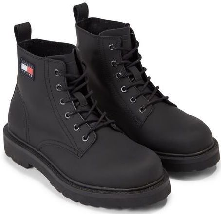 Tommy Jeans - Veterschoenen - Zwart - Leer