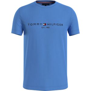 Tommy Hilfiger - Tommy Logo Tee - Heren T-shirt - Middenblauw - Korte Mouw