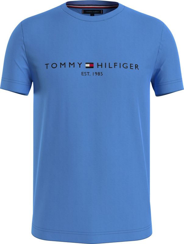 Tommy Hilfiger - Tommy Logo Tee - Heren T-shirt - Middenblauw - Korte Mouw