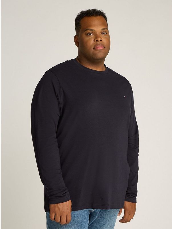 Tommy Hilfiger - BT-STRETCH SLIM FIT TEE-B - Longsleeve - Desert sky - Katoenmix - Ronde Hals