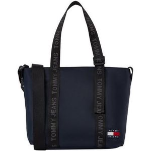 Tommy Hilfiger, Tassen, Dames, Blauw, ONE Size, Polyester, Compacte Tote Tas met Levendige Vlag Ontwerp