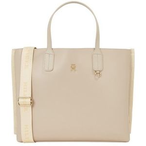 Tommy Hilfiger Iconic Tommy Aw0aw15692 Draagtas voor dames, Beige (witte klei), Iconische Tommy verfraaiing