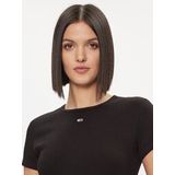 Tommy Jeans - Essential - T-shirt - Zwart - Slanke Pasvorm - Kwartmouw