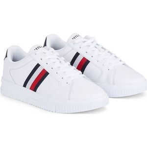 Tommy Hilfiger, Schoenen, Heren, Wit, 45 EU, Leer, Strepen Vrijetijdssneakers Wit