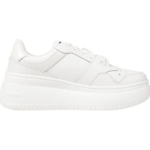 Tommy Jeans Leren Platform Sneakers Ecru