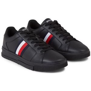 Tommy Hilfiger Heren Supercup LTH Stripes Ess Sneaker, Zwart, 45 EU