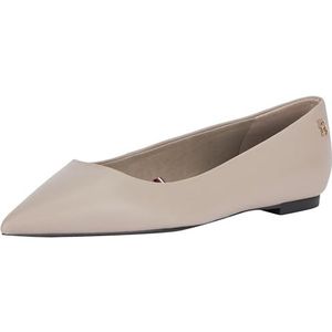 Tommy Hilfiger Essentiële puntige ballerina's voor dames, Glad Taupe, 41 EU