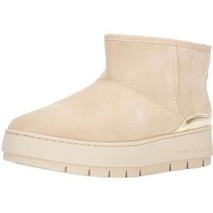 Tommy Hilfiger Sneeuwlaarzen van metallic suède voor dames, Witte klei