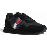 Zwarte Sportieve Suede Sneakers Met Rubberen Zool