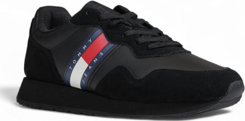 Zwarte Sportieve Suede Sneakers Met Rubberen Zool