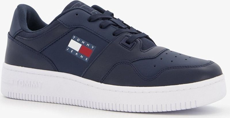 Tommy Hilfiger Retro Basket leren heren sneakers - Blauw - Uitneembare zool