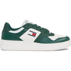 Tommy Jeans Leren Sneakers Groen/Wit