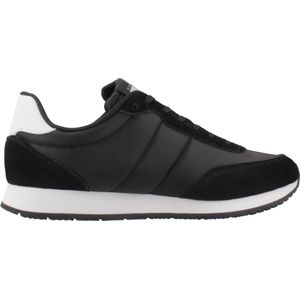 Tommy Hilfiger, Schoenen, Heren, Zwart, 40 EU, Polyester, Zwarte Polyester Sneaker met Contrastdetails
