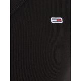 Tommy Jeans - Slim Essential Rib T-shirt - Zwart - Stretch Katoen