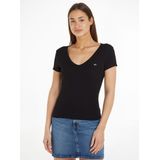 Tommy Jeans - Slim Essential Rib T-shirt - Zwart - Stretch Katoen
