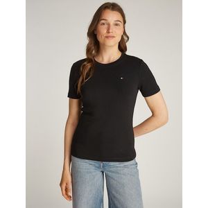 Tommy Hilfiger Dames nieuwe slanke Cody C-nk Ss S/S gebreide tops, Zwart, S