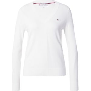 Trui met lange mouwen en V-hals TOMMY HILFIGER. Katoen materiaal. Maten XL. Wit kleur