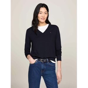 Trui met lange mouwen en V-hals TOMMY HILFIGER. Katoen materiaal. Maten XL. Blauw kleur