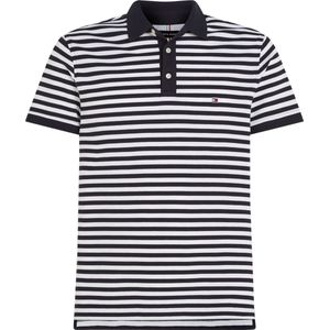 Tommy Hilfiger - 1985 Slim Polo - Poloshirt - Blauw-Wit Gestreept - Korte Mouwen