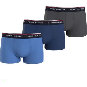 Tommy Hilfiger trunk (3-pack), heren boxers normale lengte, middenblauw, blauw, grijs
