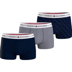 Tommy Hilfiger trunk (3-pack), heren boxers normale lengte, blauw, grijs, logoprint