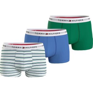 Tommy Hilfiger trunk (3-pack), heren boxers normale lengte, groen, lichtblauw, gestreept